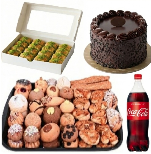 4-6 Kişilik Çikolatalı Yaş Pasta + Kuru Pasta + Fıstıklı Baklava Menü